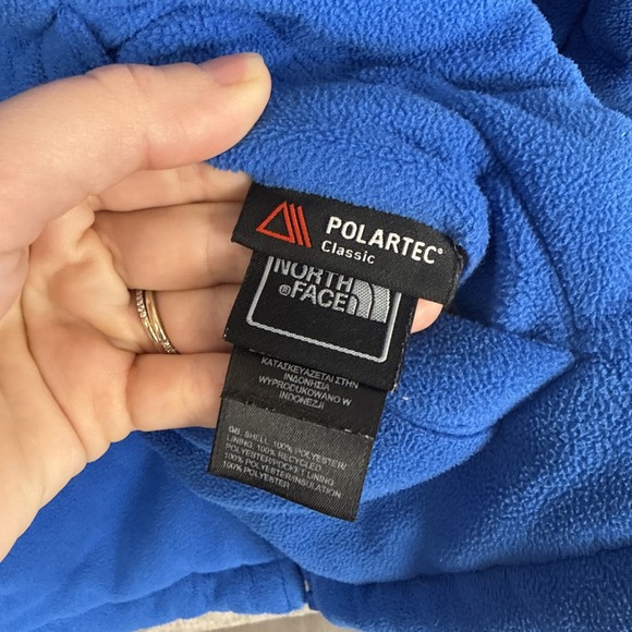 The North Face Polartec Reversible Jacket Blue Hooded Boy's Size Large 14/16 - Picture 6 of 9